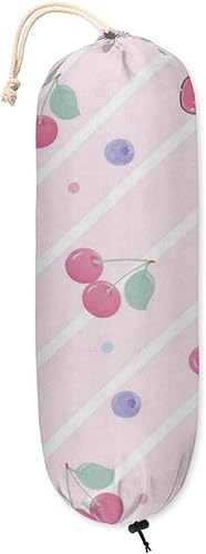 Soporte para bolsas de plástico, fresa y cereza, soporte reutilizable para bolsa de comestibles, dispensador de bolsas de plástico colgantes para