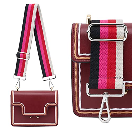 Image of Silvery Buckles Wide Shoulder Strap Adjustable Replacement Belt Crossbody Canvas Bag Handbag