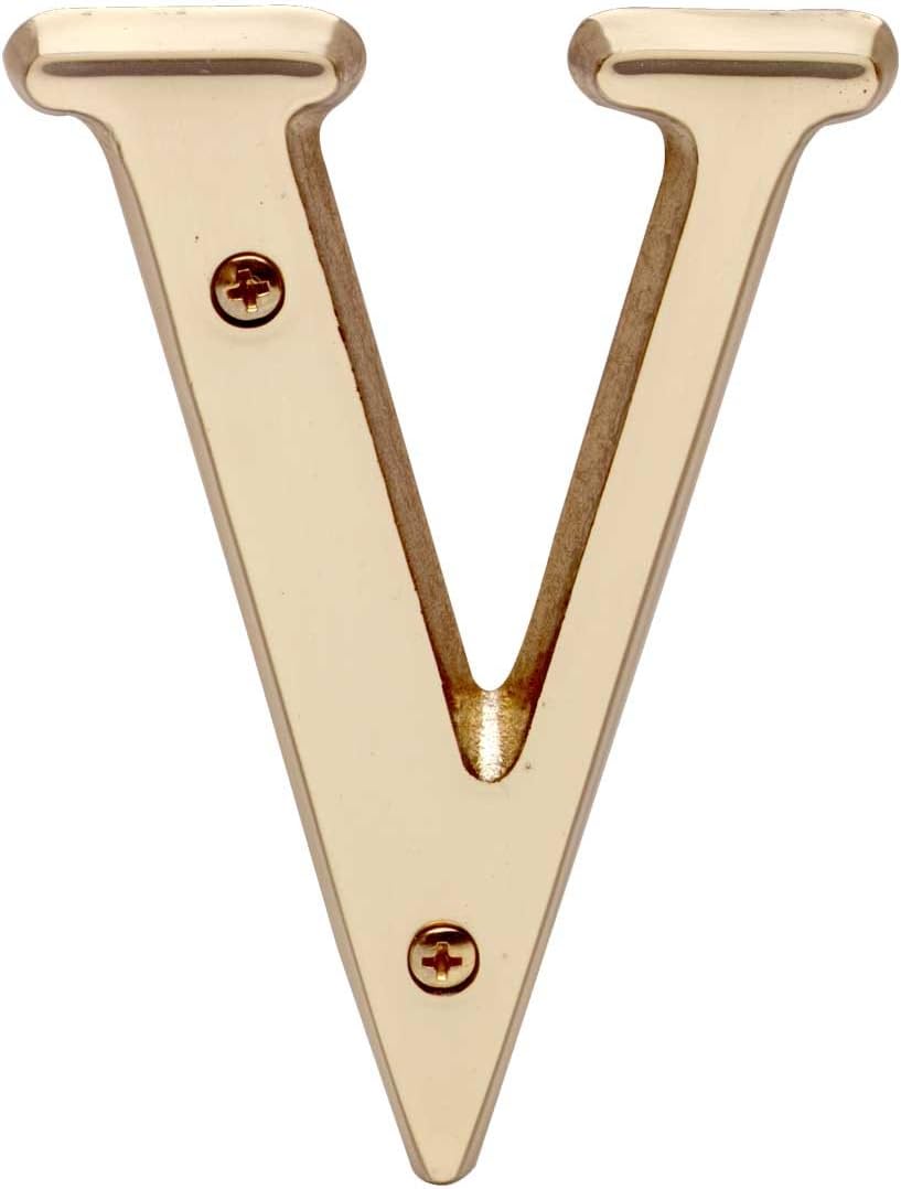 Letter V House Letters Solid Bright Brass 4 | Renovator's Supply