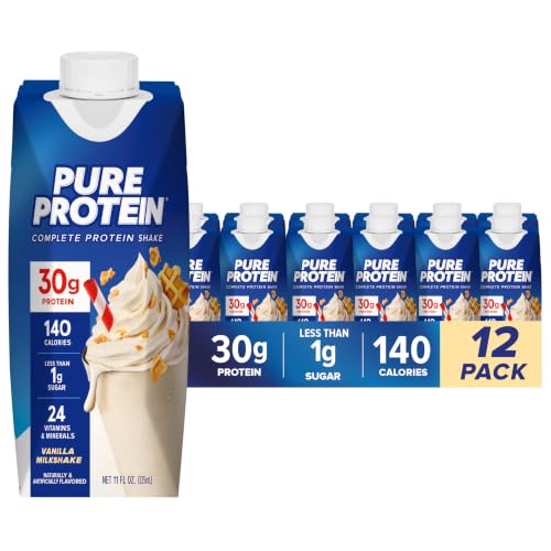 Pure Protein Vanilla Protein Shake, 30g Complete Protein, 12...