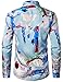 ZEROYAA Men's Hipster Splash Printed Slim Fit Long Sleeve Button Up Satin Dress Shirts for Party Prom ZLCL36-101-Blue XX-Large