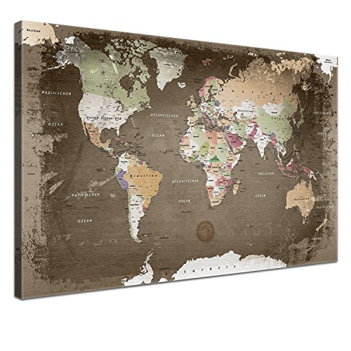 LanaKK - Impresión Digital sobre Lienzo con Dorso de Corcho, diseño Vintage de mapamundi