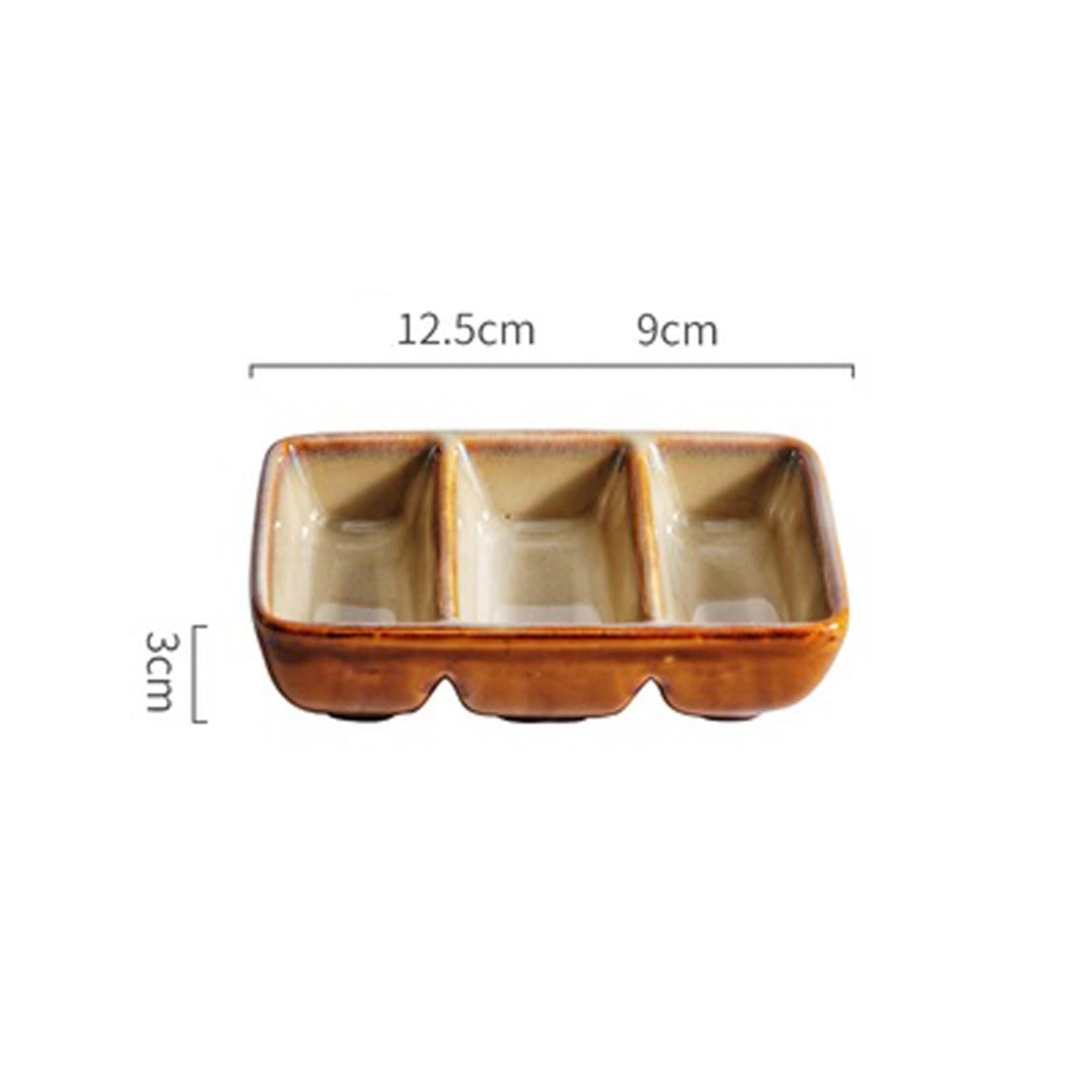 Dip-Schalen-Set, Keramik-Dip-Schüssel, Mehrzweck-DREI-Gitter-Untertasse, Restaurant, Sushi, Grill