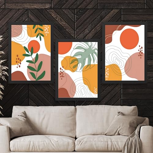 Image of CRAFT QUEST Wall Art Decor Paintings | Set of 3 BOHO Wall Art Frames for Home Decoration | Ideal for Living Room, Bedroom & Office (Black, 10 X 13 Inch, Each Frame)