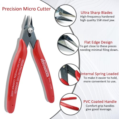 Image of Wire Cutters, 20 PACK, 5 Inch Flush Cutter, Side Cutters | Spring Loaded Cutting Pliers For Jewelry Making, Models, Zip Ties Plastic Wire Snips