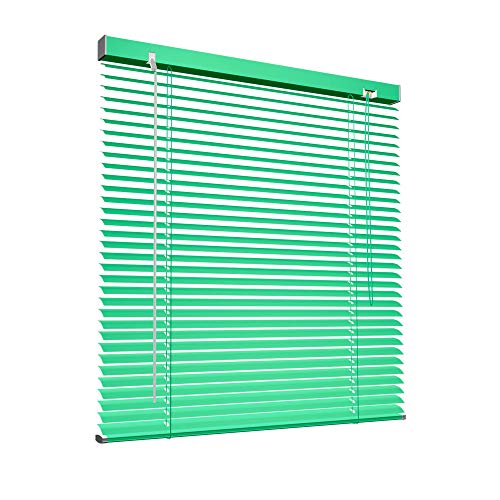 Victoria M. Aluminium Jalousie 140 x 130 cm, grün, Jalousie ohne Bohren, inkl. Klemmclips