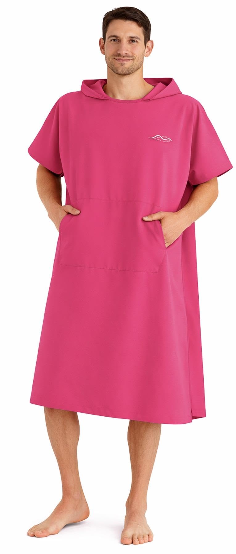 Adore Microfibre Changing Robe Poncho Towel with Hood - Quick Dry Beach & Surf Changing Robe for Swimming, Paddleboard & Watersports, Pink, S/M