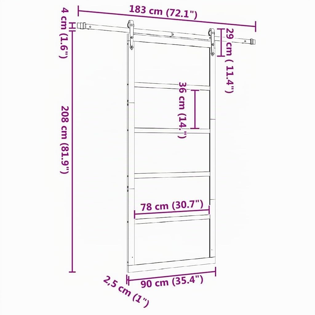 vidaXL Puerta Corredera Natural 90 x 208 cm Madera de Pino Macizo, Puerta Corredera Contemporánea Ajustable, División de Habitaciones Rústica, Acceso Moderno a la Vida, Madera de Pino Interior, Diseñ