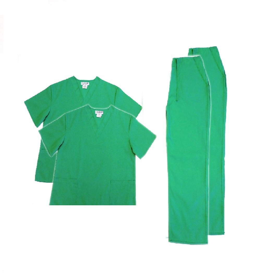 Women's Scrub Set - Medical Scrub Top and Pant, 2-pack Surgical Green, Medium