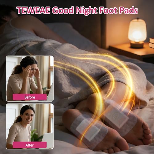 Image of TEWEAE 100 Pads Foot Pads for Better Sleep, 2 in 1 Natural Rose Ginger & Bamboo Vinegar Turmeric Wormwood - No Off - Improves Sleep and Relaxation - Premium Foot Care Good Night Foot Patches