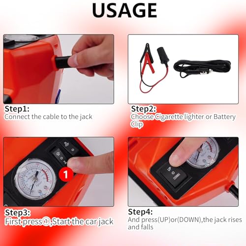 ROGTZ Electric Hydraulic Car Jack Kit 5 Ton 12V Portable Lift Range 17.7 Inch with Impact Wrench and Tire Inflator Pump for SUV Sedan Truck Car Repair Floor Jack for Vehicle Tire Change with LED Light by ROGTZ - Image 7