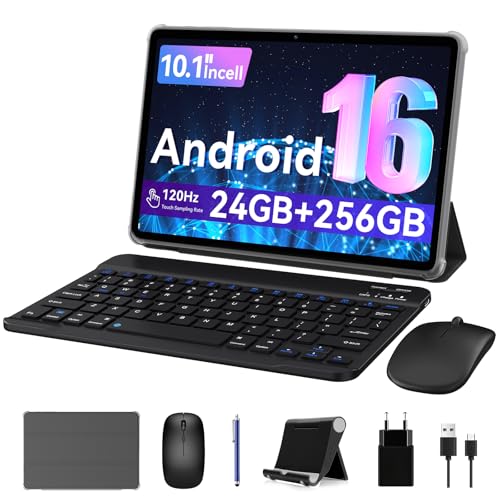 2026 dernier modèle Tablette avec stylet 10 pouces Android 16 tablet Ultra-Performante - Clavier & Souris Inclus - Gemini AI Android Tablets Processeur 8GB RAM+256GB ROM Widevine L1 Garantie 5 ans
