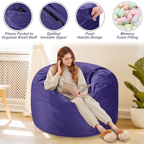 image for HABUTWAY Bean Bag Chair 3Ft Luxurious Velvet Ultra Soft Fur with High-