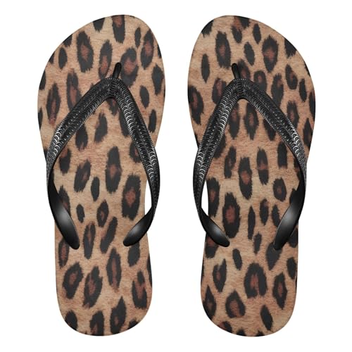 Burbuja Leopard Print Flip Flops for Women Men, Soft Thong Sandals Rubber Slippers for Pool Beach Essentials