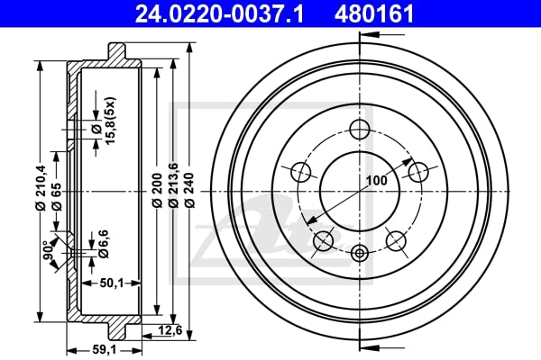 Original 2 Bremstrommeln Bremsbackensatz Topkit Vormontiert Hinten von ATE (1420-52226) Bremsanlage Bremstrommeln, Trommelbremse, Bremstrommel-Set, Bremstrommelsatz
