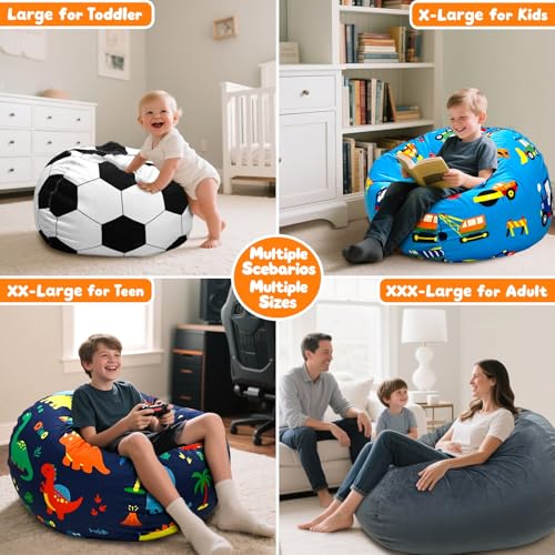 image for Lukeight Outer Space Stuffed Animal Storage Bean Bag Chair Cover - Pre