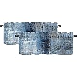 LALILO Navy Blue Kitchen Curtains Abstract Art Valances for Windows Blackout Window Treatment Valanc