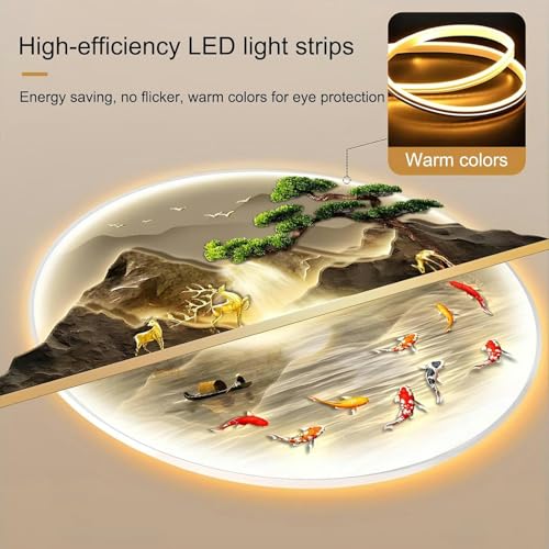 Sculpture murale 3D LED style chinois traditionnel pour entrée - 7