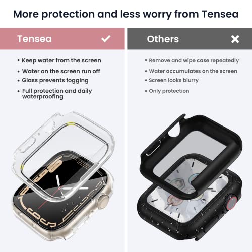 Image of Tensea for Waterproof Apple Watch Screen Protector Case SE2 Series SE 6 5 4 40mm Accessories, iWatch Protective PC Face Cover Built-in Tempered Glass Film, Sweatproof Bumper for Women Men 40 mm