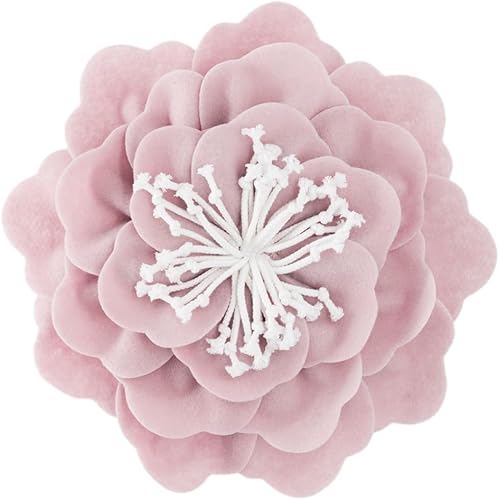 Miniatura 1 de JWH Funda de almohada hecha a mano con diseño de flores y rayas blancas, funda de almohada decorativa redonda estéreo para cama, sofá, dormitorio,