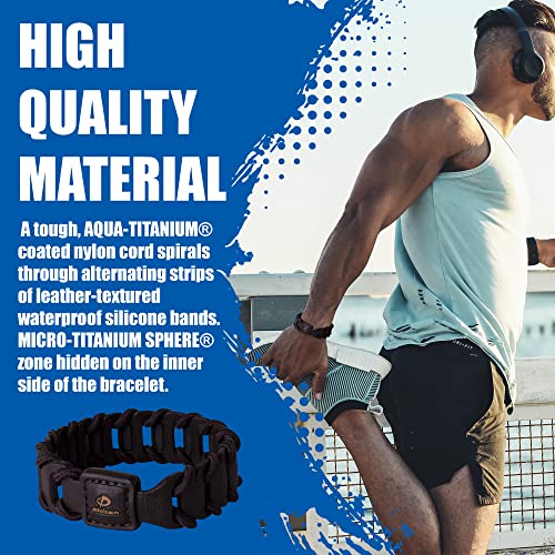 Phiten Fuse Titanium Bracelet - Durable Leather-Textured Silicone with Woven Nylon Cord, Permeated with Premium Aqua-Titanium and Micro-Titanium Spheres for Sports, Gym, Athletics for Men and Women3