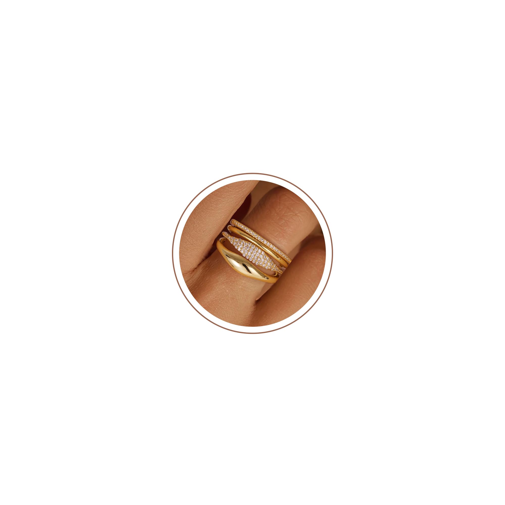 Gold Stackable Rings for Women - Dainty 18K Real Gold Plated Stackable Rings, Infinite Thumb Ring Set, Trendy Statement Promise Wedding Rings Engagement Ring for Women-image-15