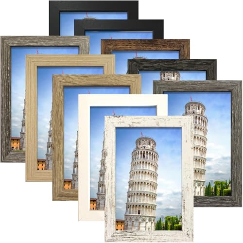SESEAT 5x7 Pictrue Frame Set of 10 Wall and Tabletop Display Mix Multi Color
