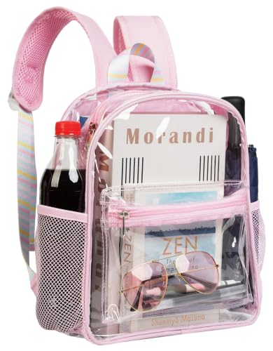 Image of ZENPUNK Clear Backpack for Stadium Events, 12x11x5 Stadium Clear Bag, Pink