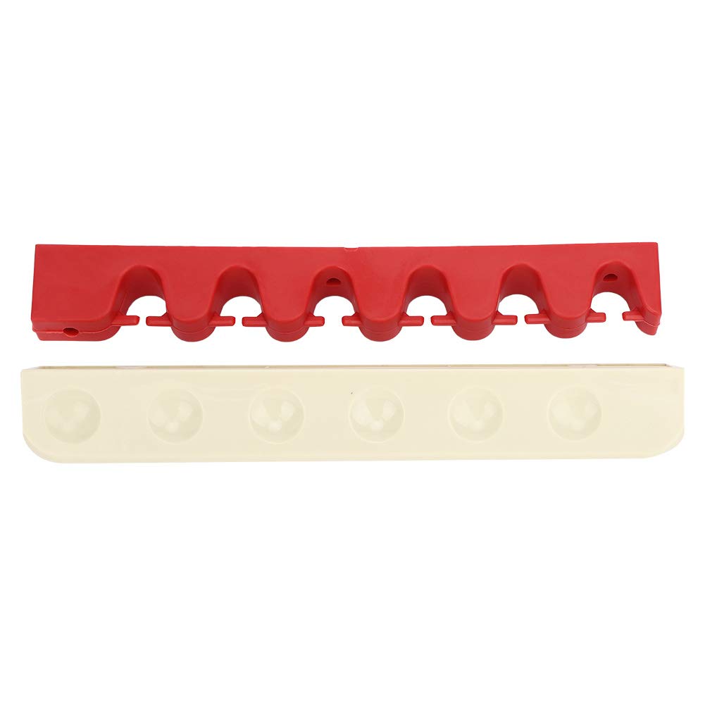 Leftwei 6 Hole Billiard Cue Rack, Rubber, 28cm/11.02inch, Wall Mount, Red, Pool Cue Clips for Billiard Players and Pool Bar