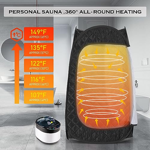 Portable Sauna, Steam Sauna Full Body, Newly Upgraded Large Space Sauna, Quick-Folding Sauna Spa Tent, Includes 4L Steamer(31.49 x 31.49 x 55.11inch, Black) - Image 3