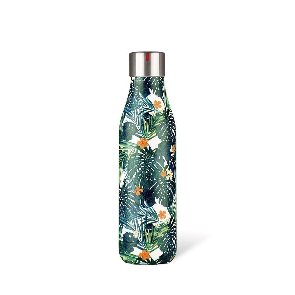 LES ARTISTES Paris A-​4011 Bottle'Up, 500 ml, Gourde isotherme sans BPA, Réutilisable, Garde au chaud 12h et au froid 24h, Acier Inoxydable, Design Hawaii
