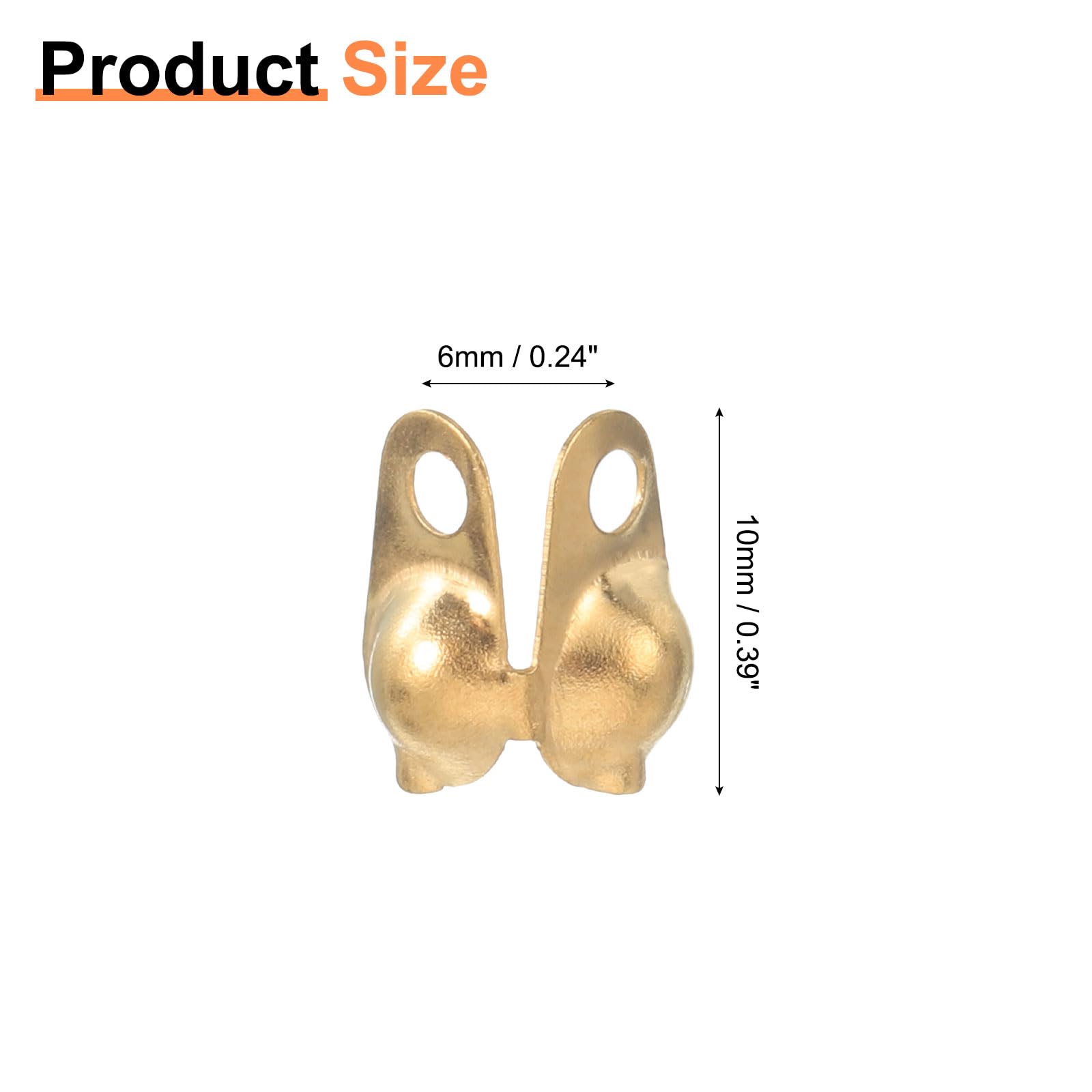 uxcell 30 Pcs 4mm Cord Ends Open, Clamshell End Caps, Bead Tips Knot Covers, Bead End Caps, Crimp Bead Calotte Ends Knot Covers for DIY Bracelet Necklace Jewelry Making, Gold