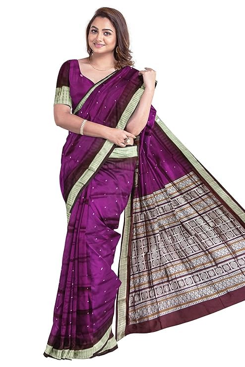 Image of Handmade Pure Bomkai Silk Saree Khandua Natural Silk Ikkat Saree For Women /Ethnic Wear /Traditonal Saree /Handloom Saree With Regular Fit Blouse Piece