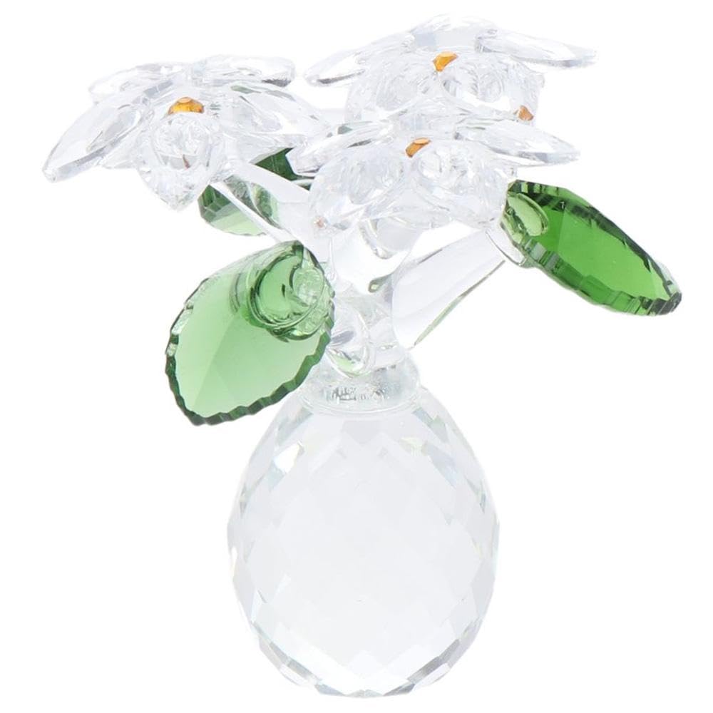gifthub Crystal Flower Desktop Decoration, Flower Statue Collection with Sparkling Crystals,Home Office Desktop Center with Small Crystal Glass Flower Decorations(White)