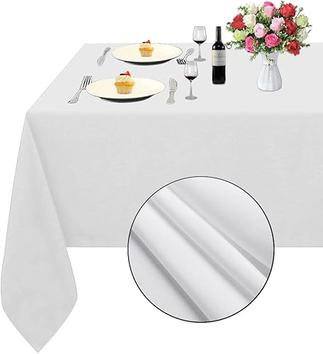 TRLYC Mantel de poliéster  Mantel cuadrado blanco de 72 x 72 pulgadas, superpuesto, 100% poliéster para mesa de boda