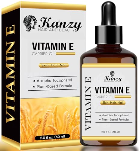 Kanzy Olio di Vitamina E per il Viso, Capelli, Unghie e Pelle d-Alfa-Tocoferolo, 60 ml Vitamin E Oil Olio Antietà Contro le Rughe Olio ideale per Uomini e Donne