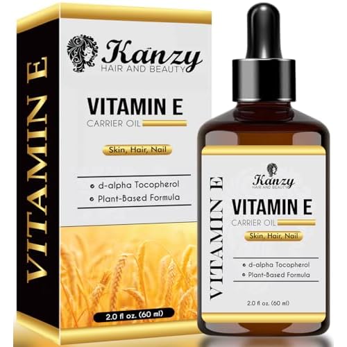Kanzy Vitamin-E-Öl-Tropfen für Kosmetik, 60 ml, d-Alpha-Tocopherol, Anti-Falten, Anti-Aging, Vitamin-E-Öl gegen alle Arten von Falten, für Haut, Nägel und Haare