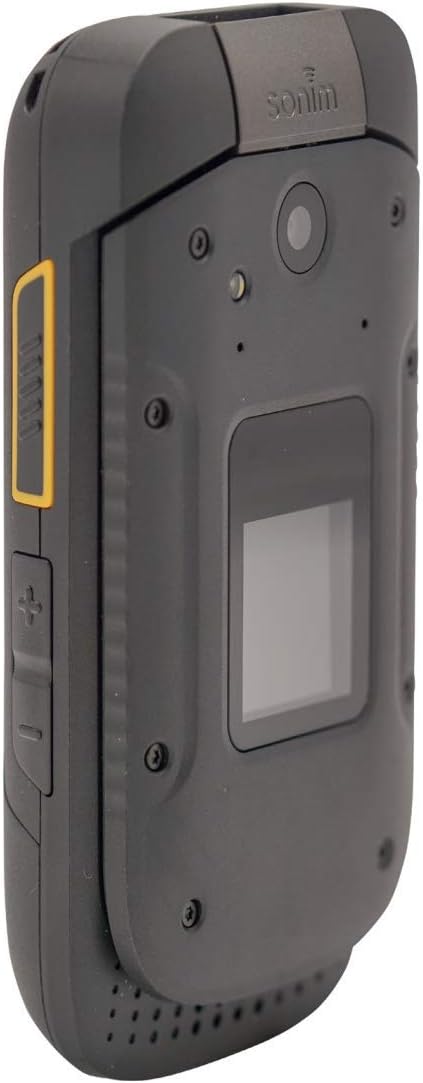 Three views of the Sonim XP3 XP3800: closed front, open front showing keypad, and closed back.