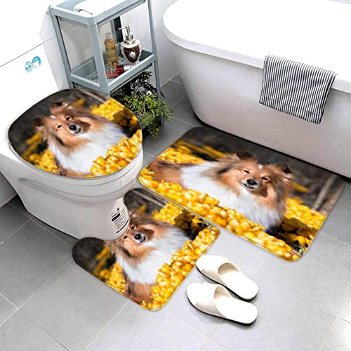Badematten Set 3 teilig 50x80 Collie 3D Badezimmerteppich Set WC Vorleger Set rutschfeste Badematte Maschinenwaschbar… – Bild 5