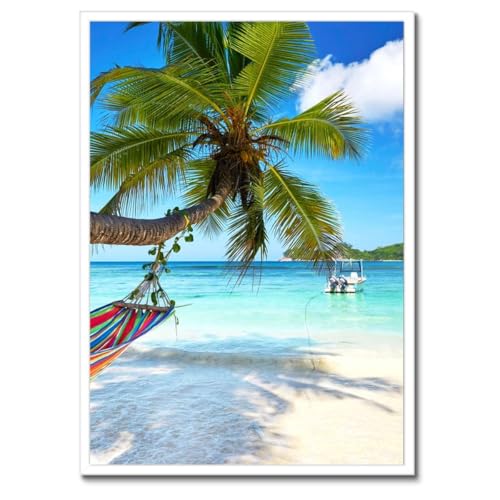 Poster dans un cadre noir 50 x 70 cm paysages tropicaux palmiers H5605M
