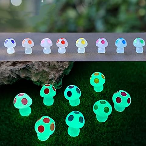 Miniature Luminous Mushroom Fairy Garden Accessories for Fairy Garden Decor, Micro Landscape Decor, Bonsai Craft Decor, Gnomes Garden, Outdoor Patio Lawn Yard Decor, Cake Topper, 8 PCS, Multi Color Cover