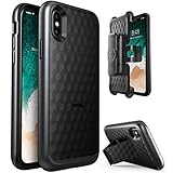 iPhone X Case, i-Blason Transformer [Kickstand] Apple iPhone X 2017 Release [Heavy Duty] [Dual Layer] Combo Holster Cover case with [Locking Belt Swivel Clip]