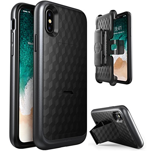 i-Blason Transformer Series Designed for iPhone X Case 2017 Release / iPhone Xs Case 2018 Release, Kickstand Heavy Duty Combo Holster Cover Case with Locking Belt Swivel Clip (Black)