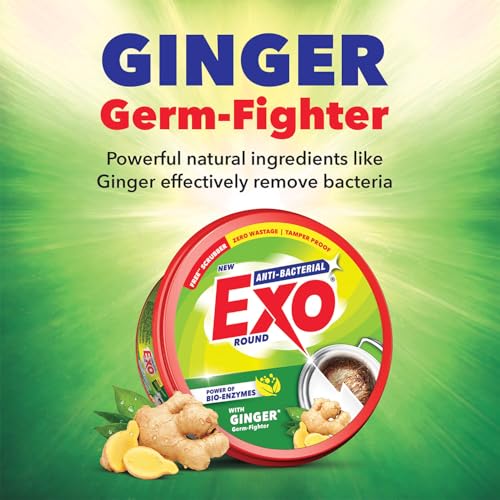 Image of Exo Anti-Bacterial Dishwash Bar 700gm X 4 | Power of Bio-Enzymes Removes Tough Grease |Complete Dishwashing Solution With Goodness of Ginger Germ-Fighter | Hygienic & Superior Cleaning