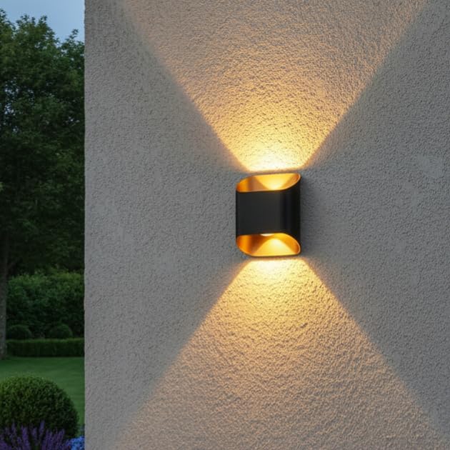 Image of Waterproof Up Down Led Wall Lamp, Aluminium IP65 Body 1+1 Ray, Warm White, Indoor /Outdoor Decorative Wall Sconce Light (NOVA)