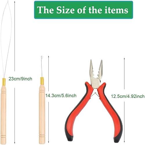 Miniatura 3 de Kit de extensión de cabello, alicates para el cabello, ganchos para tirar de cuentas, kits de herramientas para micro anillo, enlaces de bucle,
