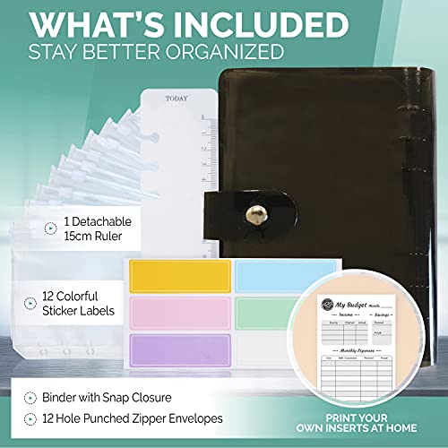 Image of Black Money Organizer for Budgeting, Cash Binder with Envelopes, Budget Binder & Envelopes for Men, Practical Solution for Managing Finances, Cash Envelope System for Personal Budgeting