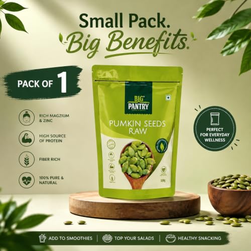 Image of Big Pantry Pumpkin Seeds 500g | Raw Pepitas | Rich in Protein, Fiber, Zinc & Antioxidants | Healthy Superfood for Immunity Support & Weight Management | Natural Seeds for Snacking, Salads & Smoothies