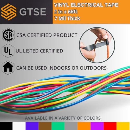Image of GTSE Wide Pink Electrical Tape - Waterproof, Industrial Grade Vinyl, 2 in x 66ft- Strong Self-Adhesive PVC Electric Tape for Wire Insulation, 7 Mil, 600V - UL /CSA Listed