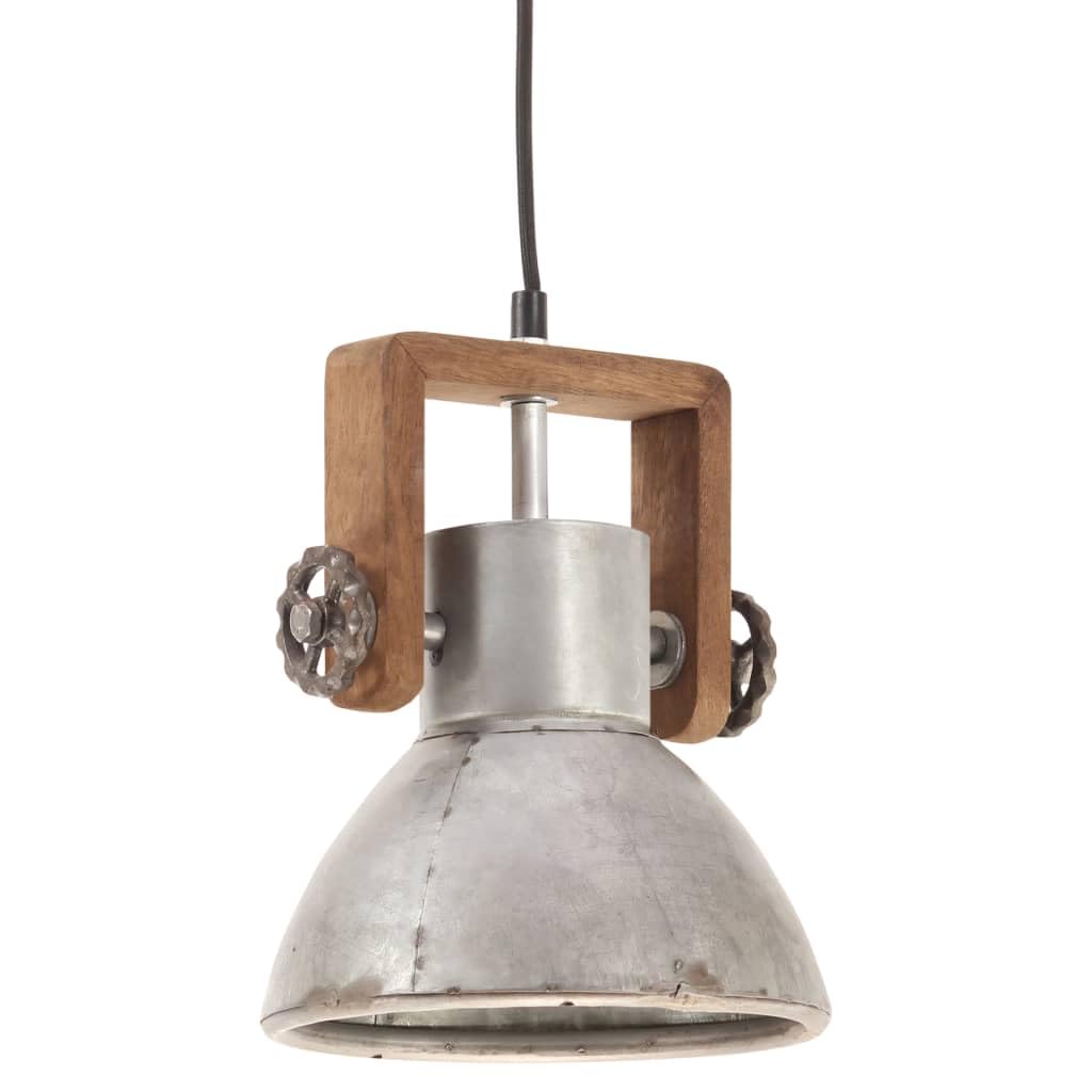 vidaXL Hängelampe Industriestil Pendelleuchte Deckenlampe Pendellampe Industrielampe Deckenleuchte Hängeleuchte Lampe Leuchte 25W Silbern Rund 19cm E27